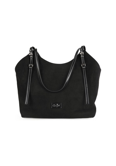 Guja C3016 Kadın Süet Dokulu Mini Cüzdan Aksesuarlı Tokalı Çift Askılı Geniş Hobo Omuz Çantası Siyah