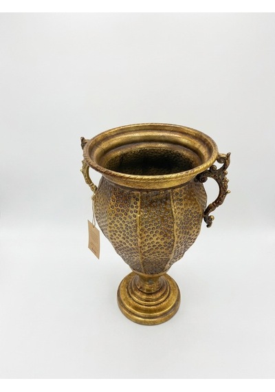Metal Antik Gold Dekoratif Vazo 43 X 24 Cm Antika Altın