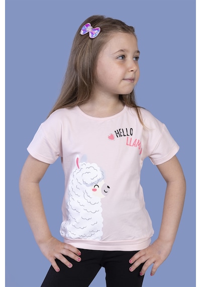 Toontoy Kids Toontoy Kız Çocuk Kuzu Baskılı Tişört Pudra