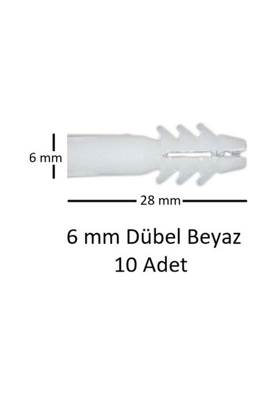 Dübel, 6 Mm Beyaz Dübel, 10 Adet