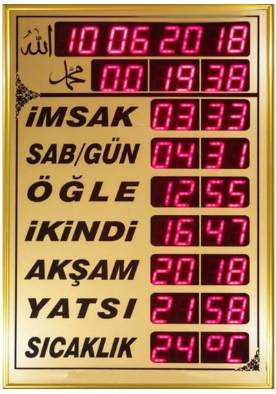 Odesan Büyük Boy Vakitmatik Kumandalı Dijital Cami Saati
