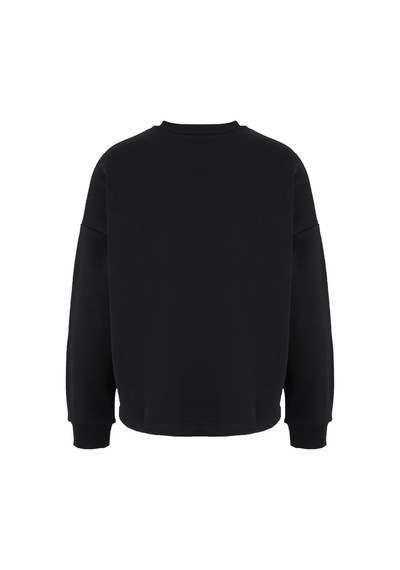Fabrika Siyah Kadın Bisiklet Yaka Loose Fit Desenli Sweatshirt F6wl-swt0132