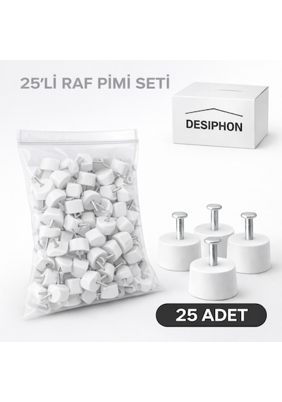 Çivili Raf Pimi Beyaz 25 Adet Dolap Ve Raf Sabitleme Pimi Dayanıklı Plastik Raf Destek Aparatı Beyaz