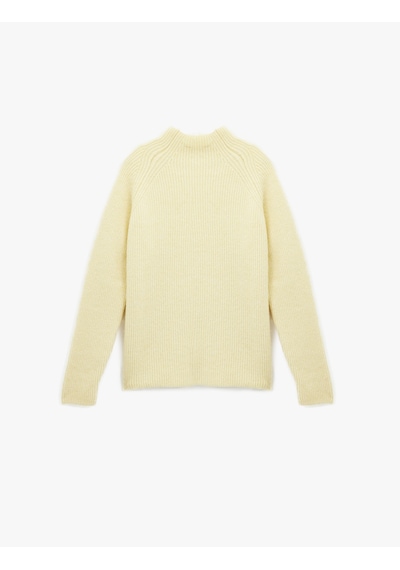 Koton Koton X Sibil Çetinkaya - Uzun Kollu Dik Yaka Triko Peluş Kazak Sarı 6wak90455ht
