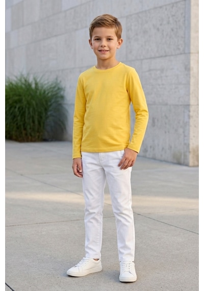 Kiagu Erkek Çocuk Uzun Kollu Basic Düz Tişört %100 Pamuk Bisiklet Yaka T-shirt 2-13 Yaş Sarı Kiagu Erkek Çocuk Uzun Kollu Basic Düz Tişört %100 Pamuk Bisiklet Yaka T-shirt 2-13 Yaş Sarı