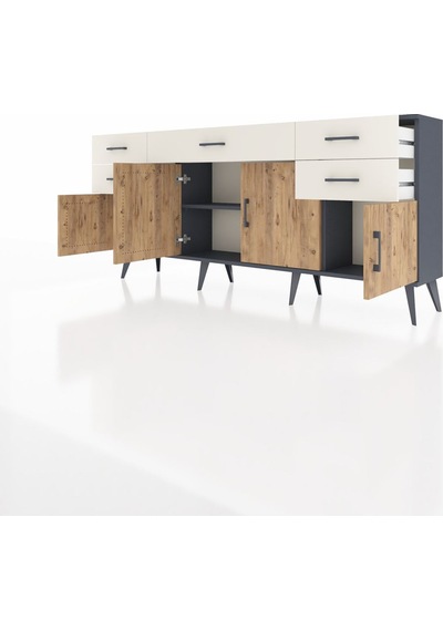 Arges Konsol Tek Raflı 5 Çekmeceli 4 Kapaklı 176x30x83 Antrasit-çam/aytaşı Çam/aytaşı Arges Konsol Tek Raflı 5 Çekmeceli 4 Kapaklı 176x30x83 Antrasit-çam/aytaşı Çam/aytaşı