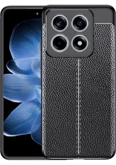 Xiaomi 14T Pro Uyumlu Silikon Kılıf Deri Desenli Kamera Korumalı Darbe Emici Kapak