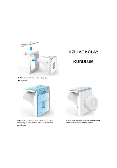 Bebek Çocuk Çekmece Dolap Güvenlik Kilidi Görünmez Gizli Dayanıklı Manyetik Emniyet Kilidi 12 Adet