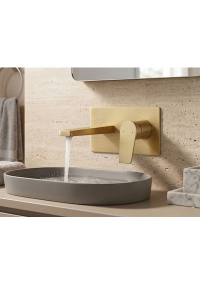 Mat Gold Ankastre Banyo Lavabo Bataryası