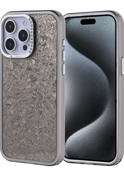 Apple Uyumlu iPhone 15 Pro Max Kılıf Taşlı Tasarımlı Zore Kapi Kapak Siyah