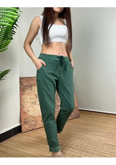 Bohem Stil İtalyan Likralı Skinny Pantolon-8935 Haki