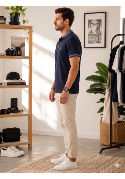 Erkek Lacivert Polo Yaka T-shirt