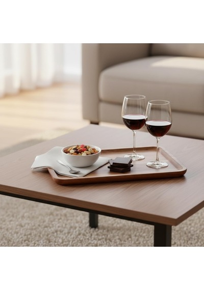 Akasya Ahşap Servis Tepsisi Ve Sunumluk 30x20 Cm Doğal Akasya Ağacı Kahvaltı, Peynir, Şarküteri Ve İkram Tab Genel