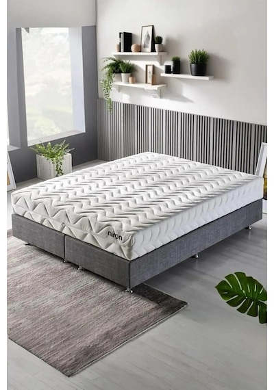 Niron Slim Pocket Yatak Seti - 180x200 Çift Kişilik Paket Yaylı Yatak, Metal Baza Ve Başlık Takımı