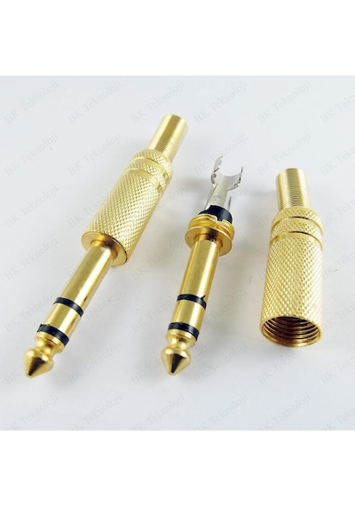Lehimlenebilir Altın Kaplama Metal 6.35 mm Stereo Erkek Çivi Jack