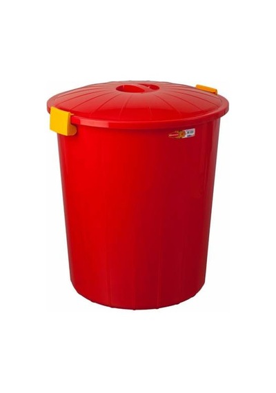 Çöp Kovası Kapaklı Plastik 100 Litre Kırmızı