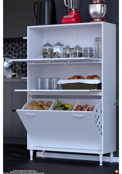 Nore 90 Cm İki Kapaklı Üç Sepetli Çok Amaçlı Kiler Dolabı Mutfak Banyo Düzenleyici 90x150x32 Cm Beyaz Nore 90 Cm İki Kapaklı Üç Sepetli Çok Amaçlı Kiler Dolabı Mutfak Banyo Düzenleyici 90x150x32 Cm Beyaz