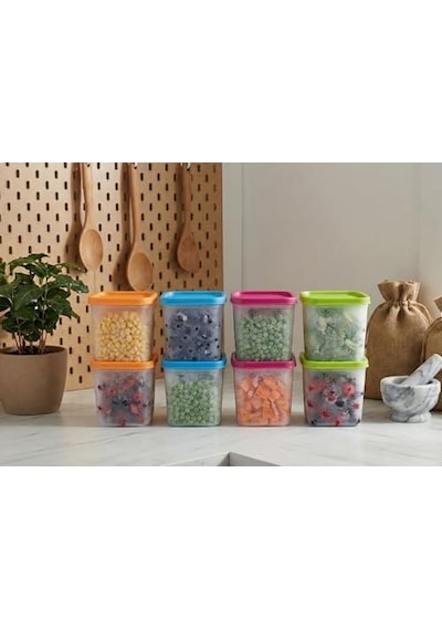 Alaska 8&apos Li Derin Dondurucu Saklama Kabı Seti - 380 Ml Kar Tanesi Desenli Erzak Kabı - Kırılmaz Esnek Yapı, Bpa Free 4 Renk X 2 Adet