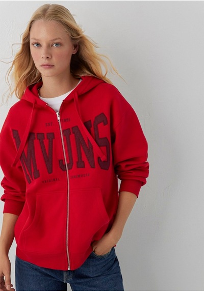 Mavi Logo Baskılı Sweatshırt Acı Kırmızı Kırımızı Kadın Sweatshirt M1s10421-82054