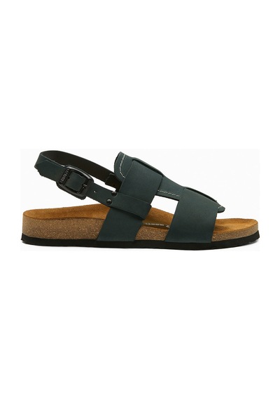 Comfortfusse Likya - Erkek Ortopedik Hakiki Deri Sandalet Lacivert Nubuk Deri