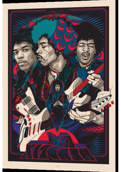 jimi hendrix  müzik retro ahşap poster