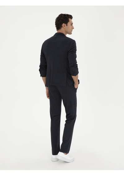 Cacharel Koyu Lacivert Slim Fit Yün Karışımlı Pantolon