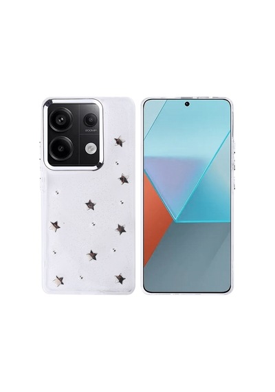 Kilifone - Redmi Note 13 Pro 4g Uyumlu Kılıf Airbag Tasarımlı Simli Şeffaf Kutup Kapak - Yıldız - T36308