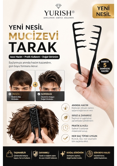 3 Lü Saç Şekillendirme Ve Hacim Tarağı Seti 0