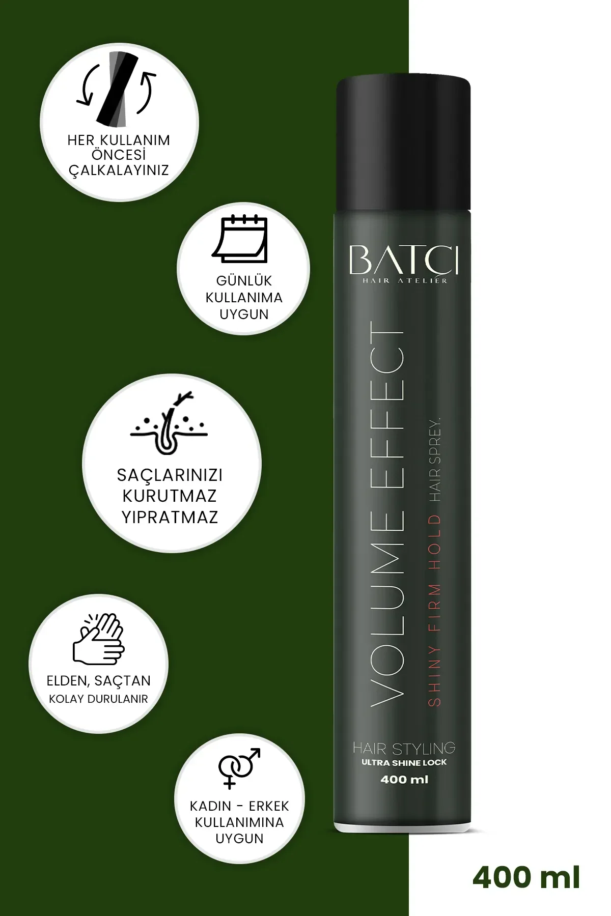 Batçı Hair Atelier Saç Parfümlü Islak Ve Çok Sert Tutuşlu Saç Spreyi 400 ML