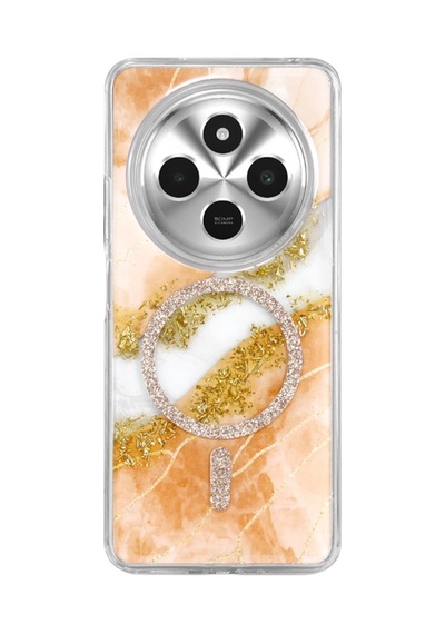 Onegif Xiaomi Redmi 14c Lotus Simli Magsafe Kapak - Turuncu - Turuncu