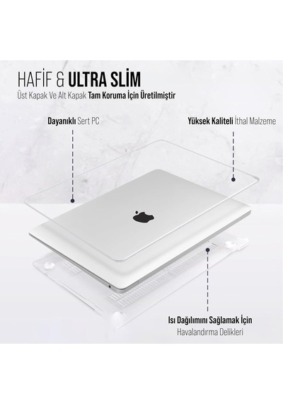 Macbook Air 15" M2 A2941 İnce Sararmayan Şeffaf Macbook Crystal İshield Kapak Sert Kabuk Koruma Kılıfı Belirtilmemiş
