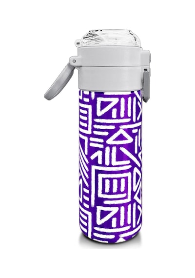Coral High Kız Çocuk İçin 500 Ml'lik Paslanmaz Çelik Termos/suluk - Mor Beyaz Geometrik Desenli Çok Renkli