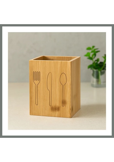 Bezos Ahşap Bambu Kaşıklık Organizer 9x9 Cm Mmbz Çok Renkli