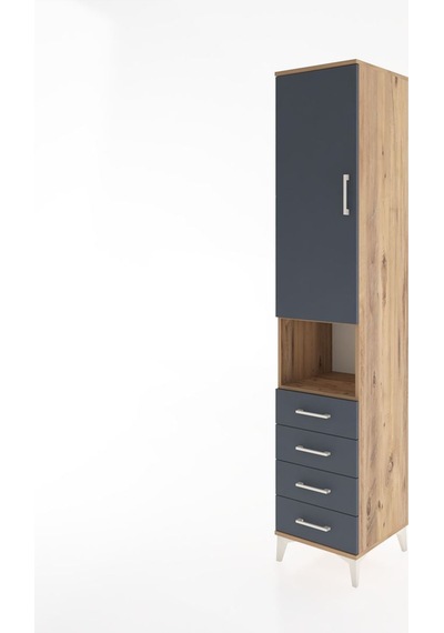 Hyperion Dolap 3 Raflı 4 Çekmeceli Tek Askılı 44x44x221 Çam-a... Çam