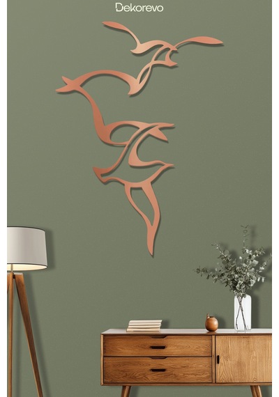 Martıların Dansı Metal Duvar Tablosu - Metal Duvar Sanatı - Bronz - 21 X 30 Cm