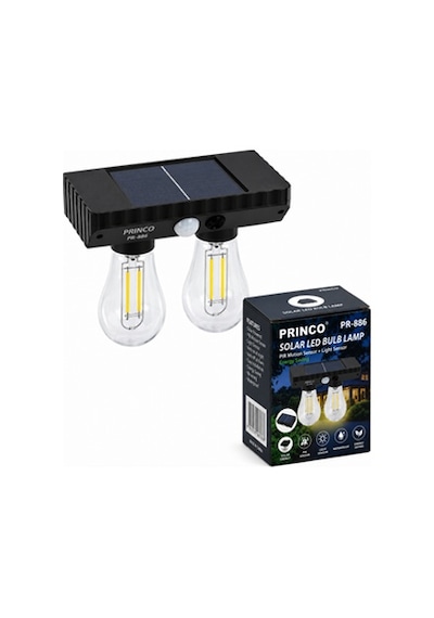 Princo Pr886 Solar İki Lambalı Bahçe Lambası Güneş Enerjili Dış Mekan Aydınlatma Ip Korumalı Kablo Gerektirmez