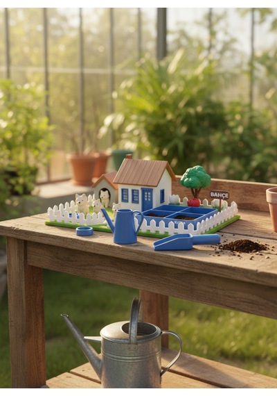 Kutpia Mini Bahçe Çocuk Oyun Ve Eğitim Seti 25x19cm - Sevimli Köpekler Mavi