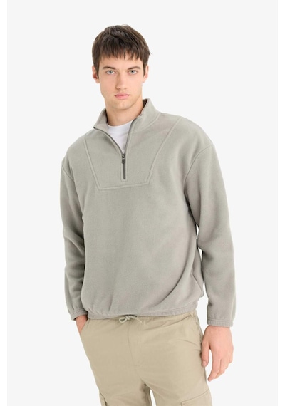 Defacto Boxy Fit Dik Yaka Yarım Fermuarlı Polar Sweatshirt E8632ax25wngr169 Gri