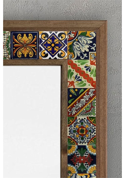Oscar Stone Decor Masif Çerçeveli Mozaik Taş Ayna 43 Cm X 63 Cm Ayn4060-027 Çok Renkli