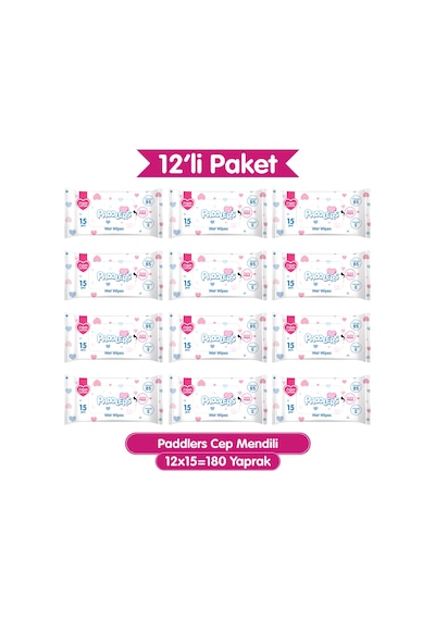 Paddlers Cep Mendili 180 Yaprak (12 Paket x 15’li) – Yumuşak ve Dayanıklı