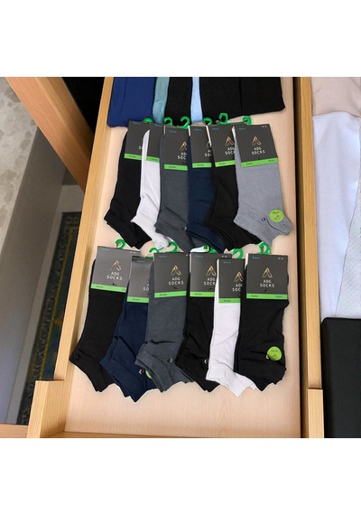 Adg Socks Erkek Kısa Dikişsiz Bambu Çorap 6'lı Ve 12'li Siyah