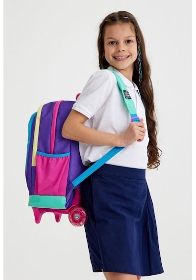 Coral High Mor Çekçek Okul Çantası Seti - Işıklı Tekerlekler - Kı