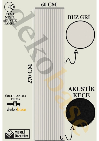 Açık Gri 60x270 Cm Yeni Nesil Akustik Ahşap Duvar Paneli