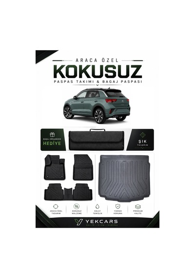 Volkswagen T-roc 2019 Model Aracınıza Özel 4d Karbonlu Kauçuk Paspas Takımı Ve Alt Bagaj Havuzu