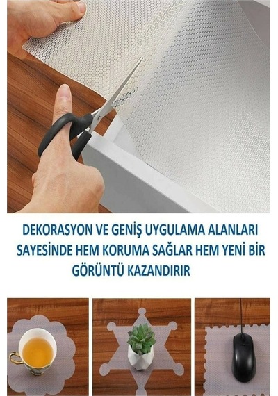 45 Cm X 1 Metre Kaymaz Dolap Içi Çekmece Raf Örtüsü Kaydırmaz Raf Örtüsü Beyaz