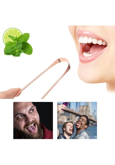 Kuhı Bakır Oil Pulling Yağ Çekme Dil Plak Temizleme Aleti Dil Fırçası Sıyırıcı Dil Kaşığı