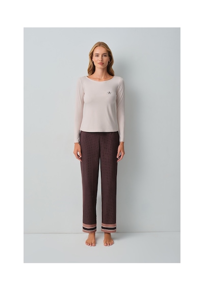 Suwen Monogram Pijama Takımı Wsh1051014391 Kahverengi