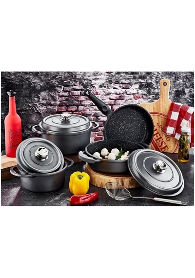 Olika Palladium Plus 7 Parça Döküm Tencere Seti Gri Dts Plu704