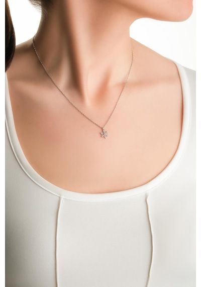 So Chic Elsa 18 Ayar Beyaz Altın Kaplama 45 Cm Gümüş Minimal Kolye Rodyum