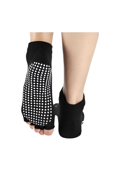 Tezzgelsin Kadın Bambu Parmaksız Kaydırmaz Taban 6'lı Yoga Pilates Çorabı Siyah - Çok Renkli